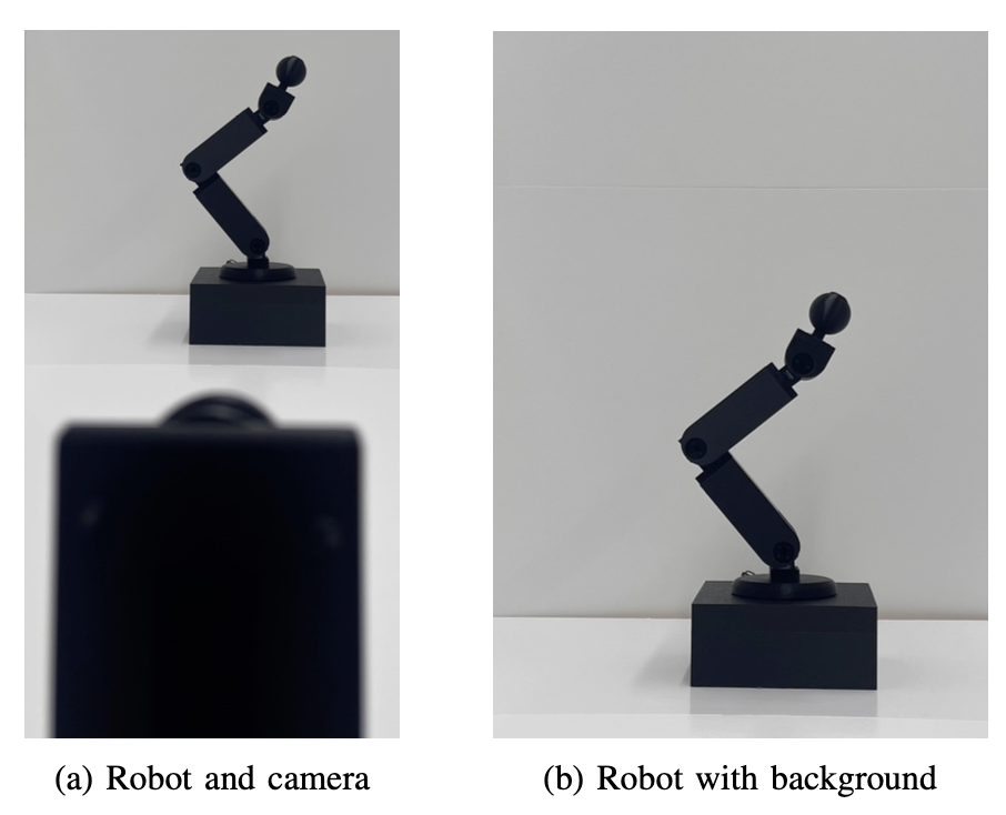 Experimental imaging setup with the robot positioned in front of the camera